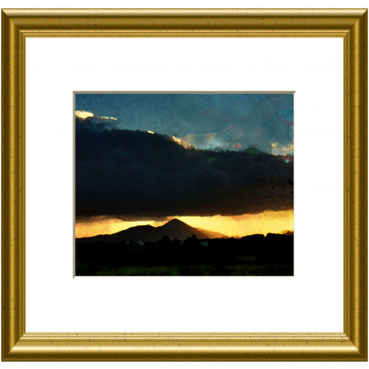 sunset Croagh Patrick - digital print in simulated frame