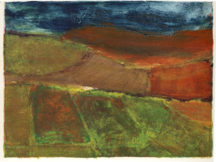 Collagraph print capturing a memory of the Dales
