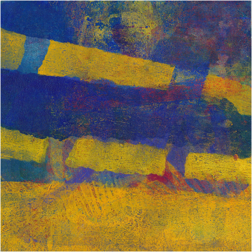 Colourful abstract Rising and Falling - abstract monotype print