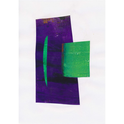 abstract collage in purple and green