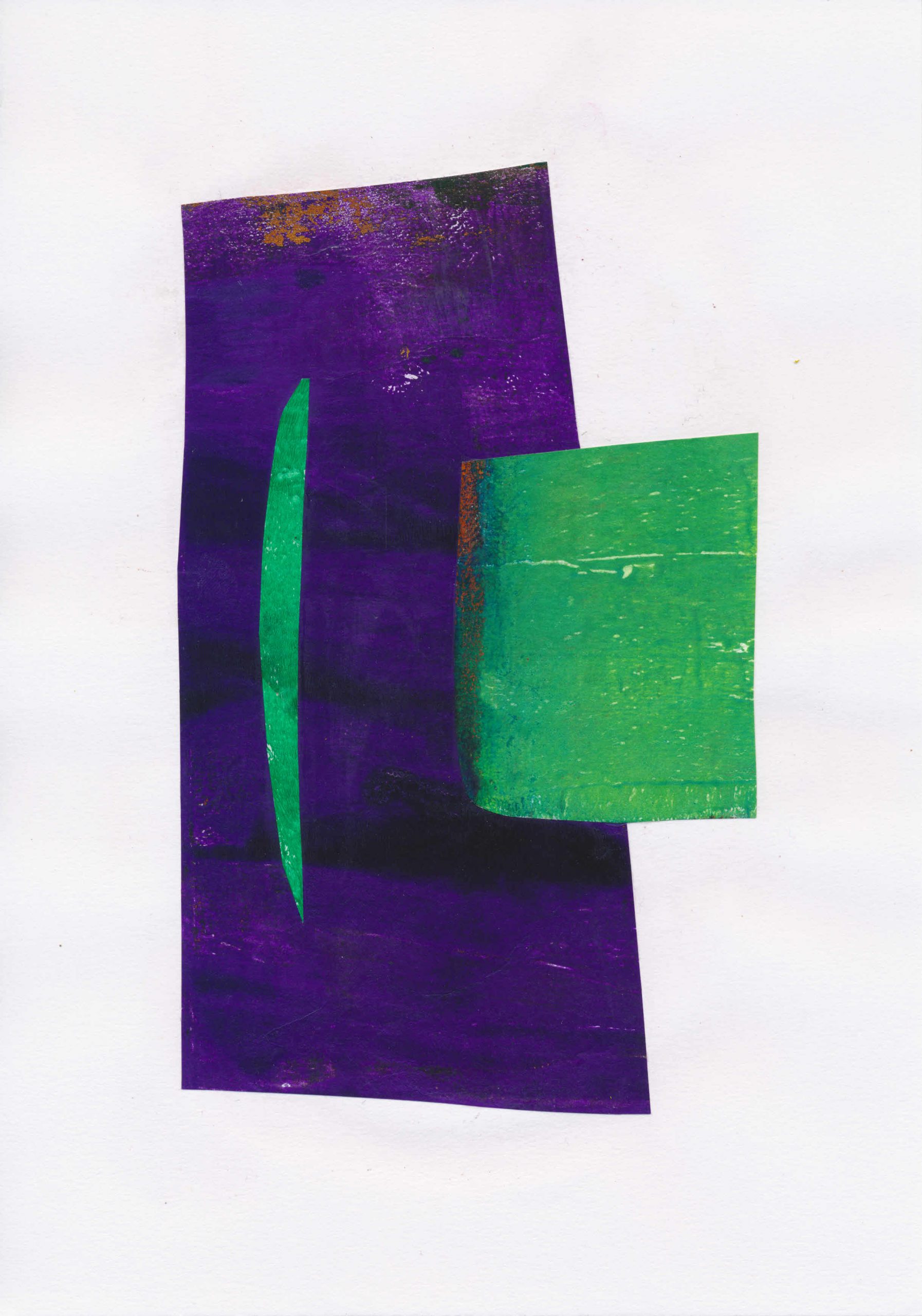 abstract collage in purple and green