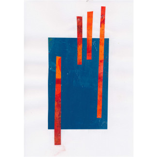 Abstract collage blue block with red strips