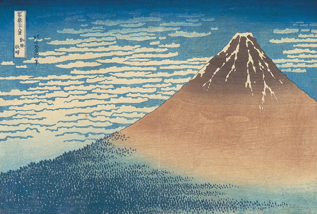 woodblock print of Mt Fuji by Hokusai
