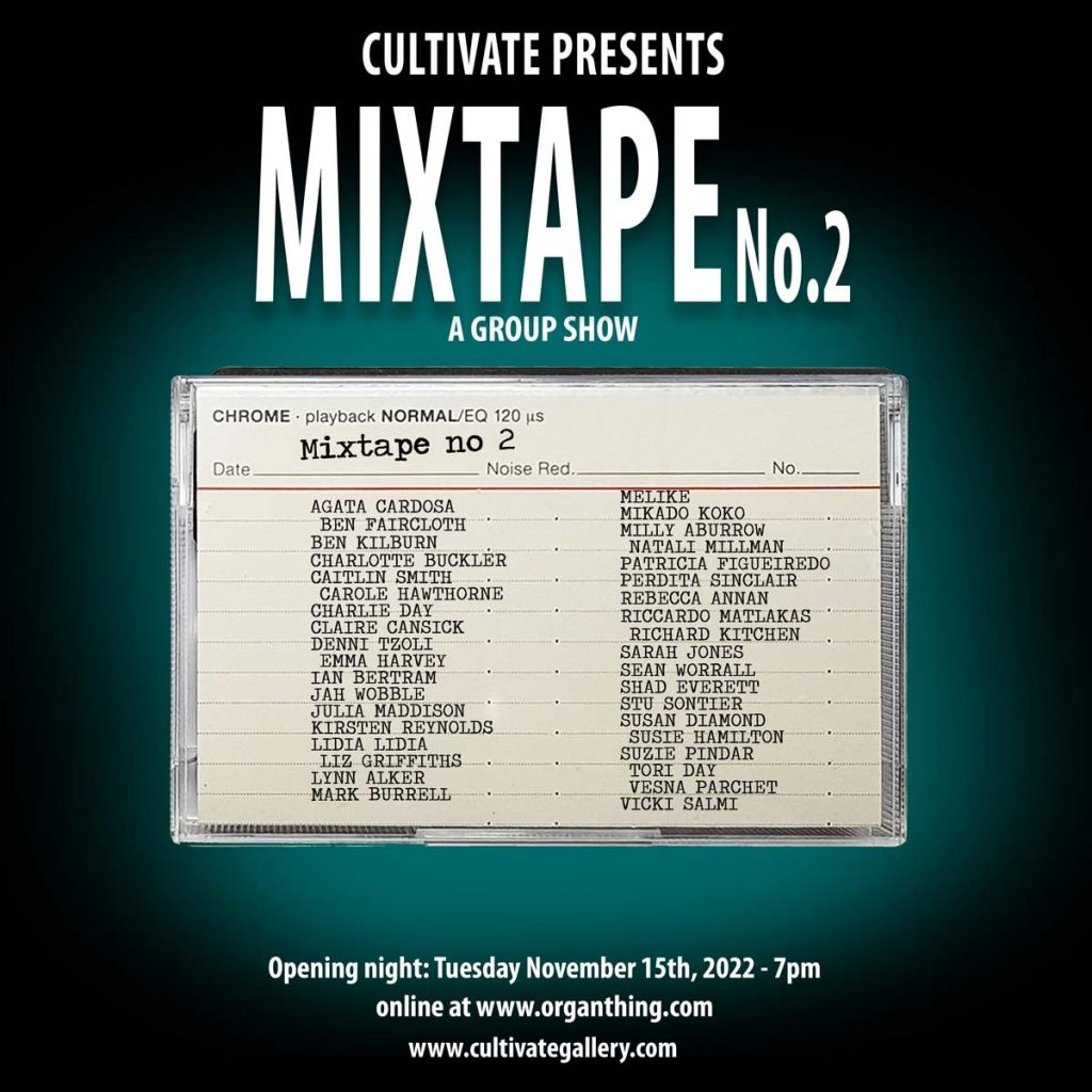 Poster for Mixtape No.2 - online exhibition with list of participating artists